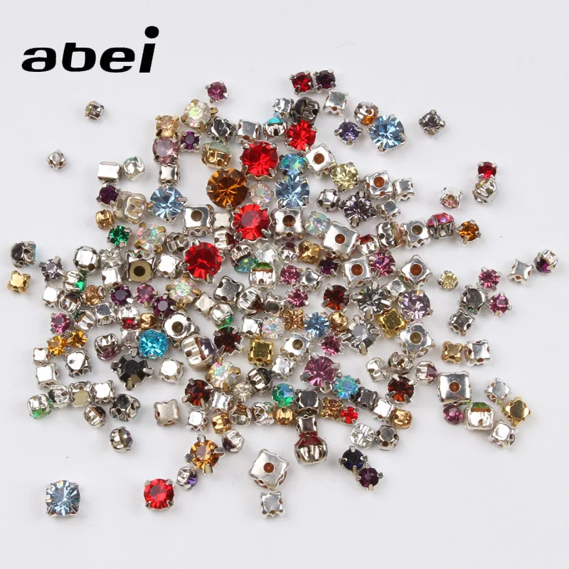 

100pcs 2mm-6mm Glass Silver Back Crystal Rhinestone Claw Drill AB Sew On Rhinestones DIY Crafts Accessories