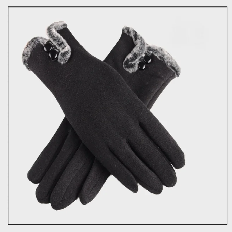 Женские цельные уплотненные перчатки, зимние теплые варежки, Женские Элегантные Перчатки, Элегантные Перчатки для экрана - Цвет: Black