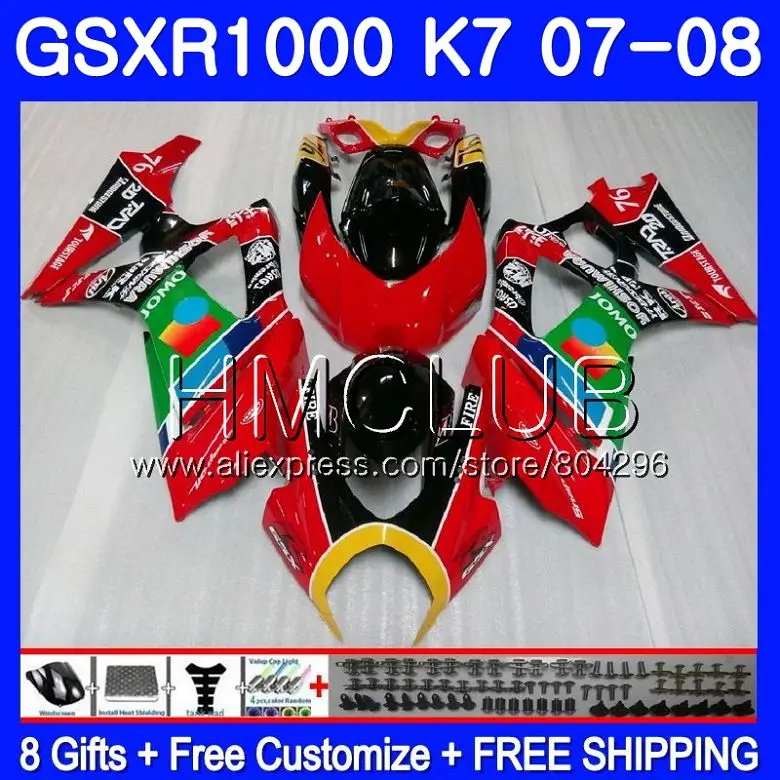 

Body For SUZUKI GSXR-1000 K7 JOMO Red Hot GSX-R1000 GSXR 1000 07 08 35HM.9 GSXR1000 07 08 Bodywork GSX R1000 2007 2008 Fairing