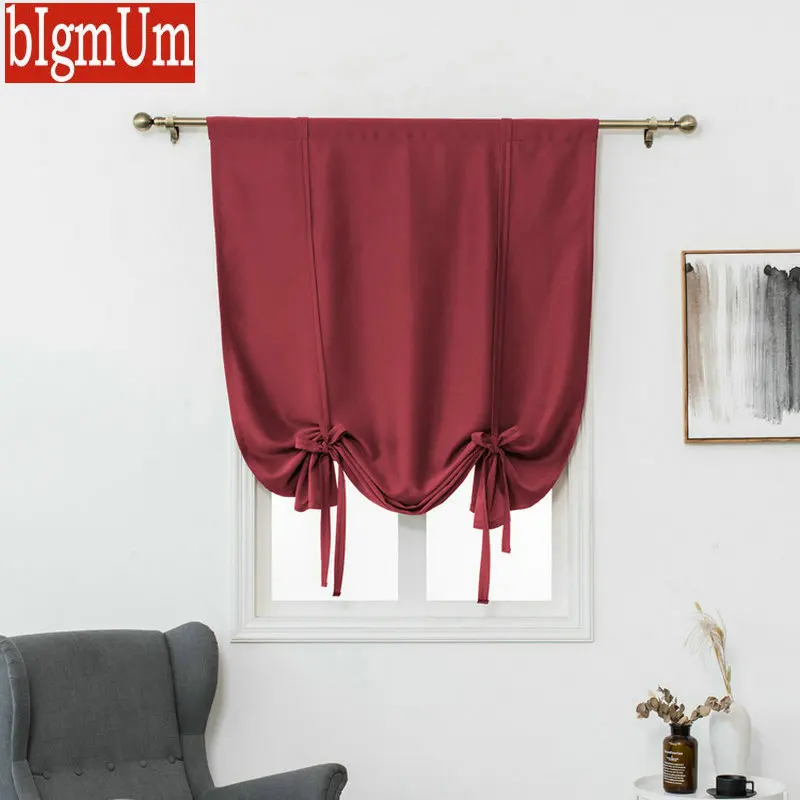 US 49 OFF Casual Style Roman Blinds Short Curtains Shades For Kitchen Window Treatments Rod Pocket Red Burgundy Green Blackout Drape In