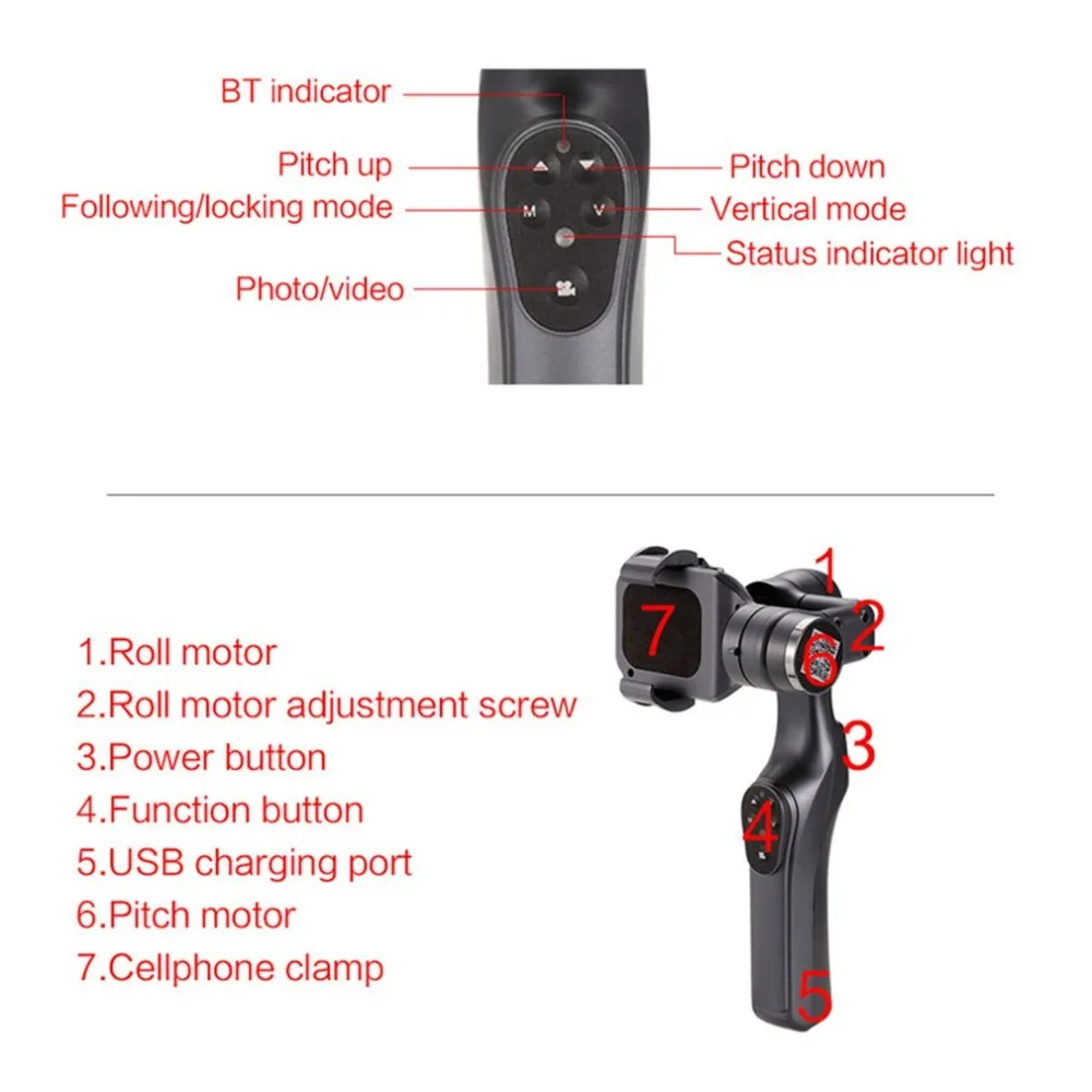  JJ-1S 2-axis Smartphone Brushless Handheld cam Gimbal Tray Stabilizer for GOPRO/YI/SARGO/MEEE GOU S