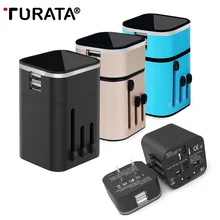 TURATA Travel USB Charger Universal 2-Port All in one Fast Charge Travel Adapter Plug Wall Charger for iPhone Samsung Huawei HTC