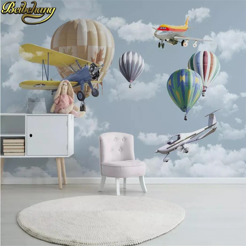 Beibehang скандинавский мультфильм самолет воздушный шар фото обои для детской комнаты фон 3D обои рулон гостиной украшения
