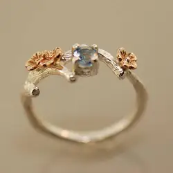 Новая мода кольца для женщин художественный сливы ювелирные изделия открытие небольшой свежий кольцо с циркониевым цветком