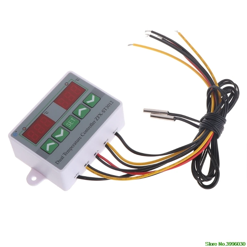 

220V 12V 24V Digital Dual Temperature Controller Thermostat Incubator Dual Probe