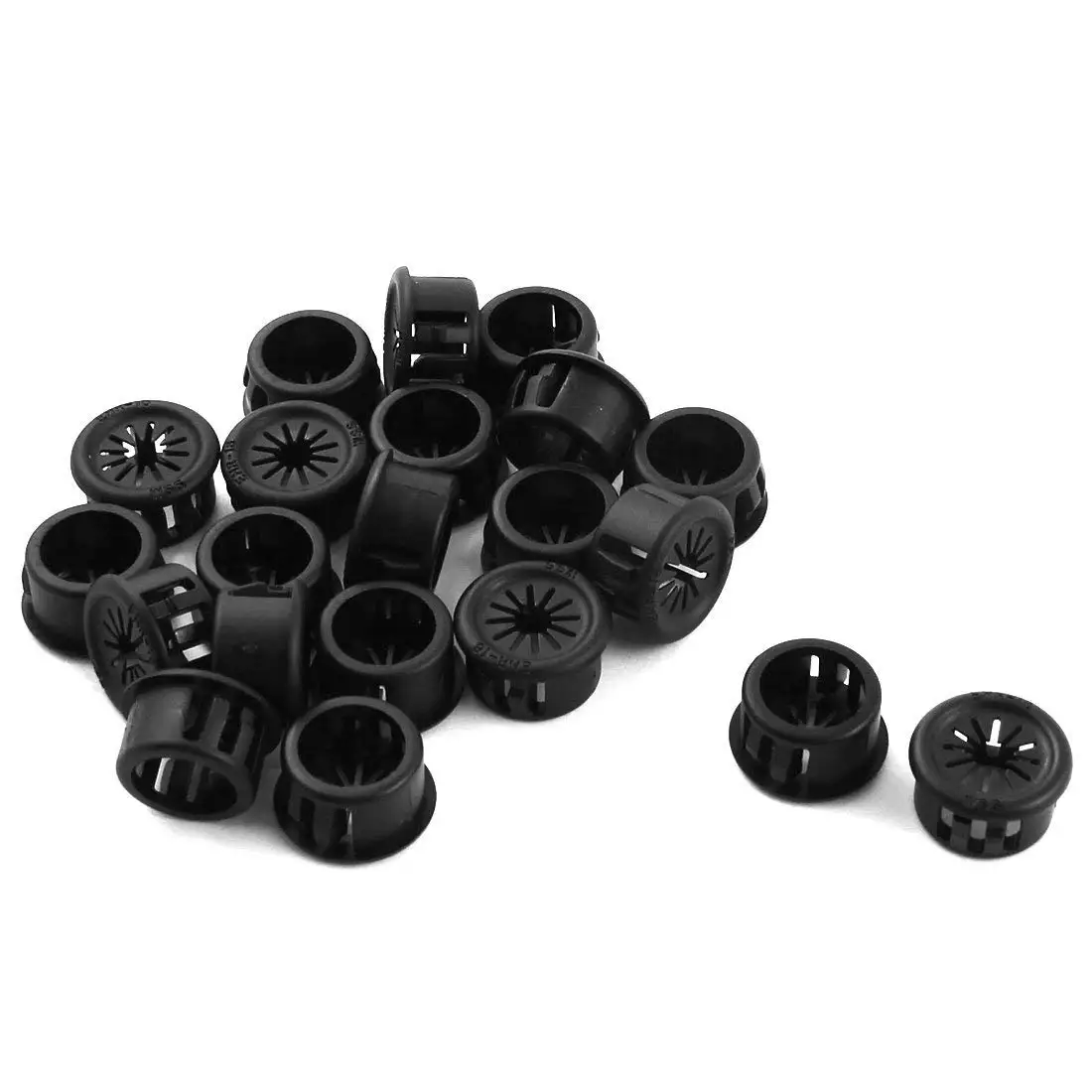 20Pcs 16mm Universal Black Plastic Cable Snap Locking Bushing Grommet