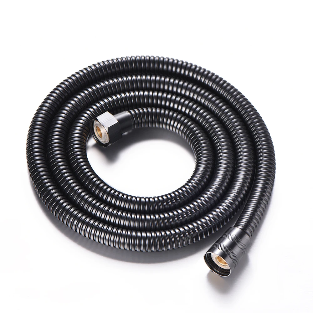 1.2M 1.5M Black Stainless Steel Shower Hose Handheld Shower Head Fittings Pipes Bathroom Accessories Hose Flexible Plumbing Pipe - Цвет: Black 2m