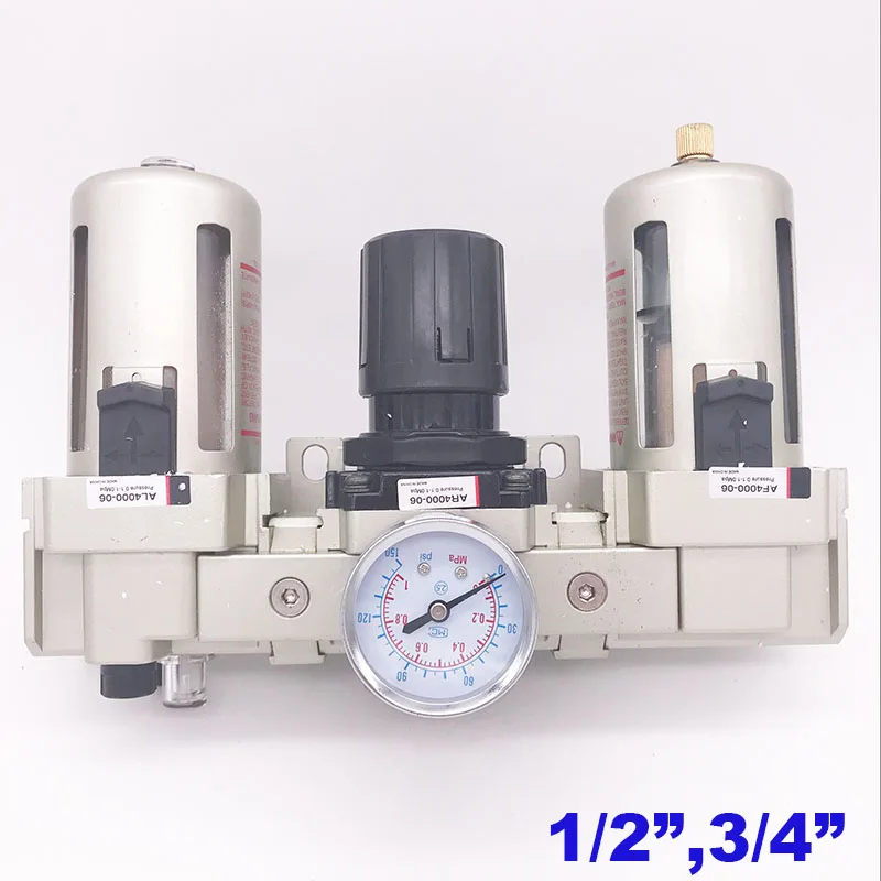 

Pneumatic frl unit air filter pressure regulator lubricator AC4000-04/06 1/2 3/4 inch Auto Manual drain SMC type air treatment
