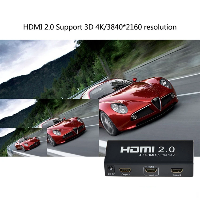 EMK HDMI 2.0 Splitter HDMI 1x2 Port Splitter Divisor 1 in 2 out Support 3D Ultra HD 4Kx2K at 60Hz HDCP2.2 with EDID Control (13)