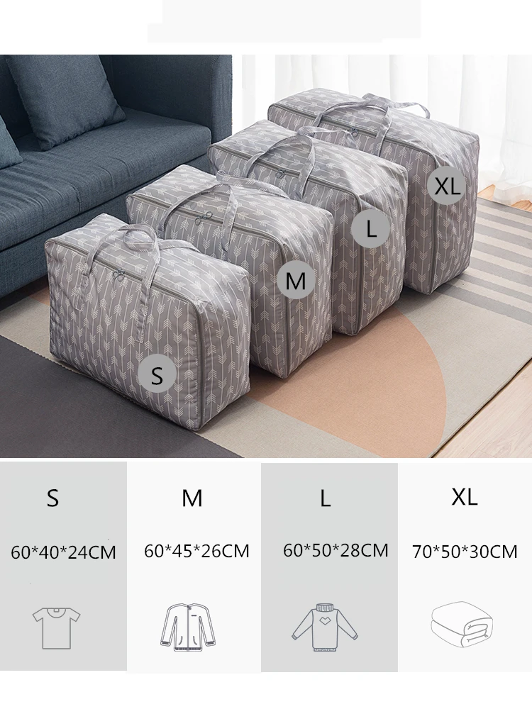 Modern Geometry Print Oxford Closet Organizer Durable Quilt Under Bed Clothing Storage Bag 1pcs Dampproof Wardrobe Organizer