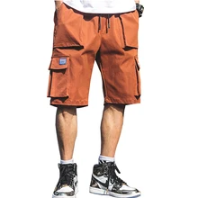 Мужские свободные шорты летние штаны карго с множеством карманов мужские шорты модные штаны для уличного бега японские хип хоп мужские рабочие брюки