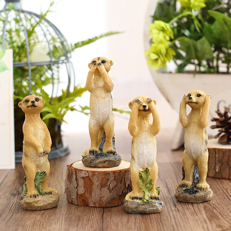 Современные смолы meerkat бытовой орнамент миниатюрный мультфильм животных дисплей