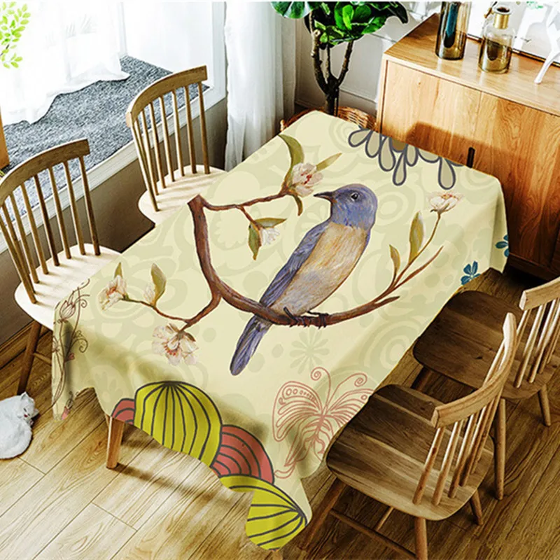  Multi Size Bird Peacock Feathers Flower Table Cloth Waterproof Oilproof Rectangle Wedding Home Dinn