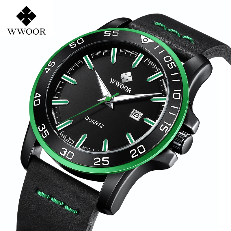 

WWOOR Wrist Watch Men Top Brand Luxury Famous Male Clock Quartz Watch Wristwatch Quartz-watch Relogio Masculino WR8834-Green