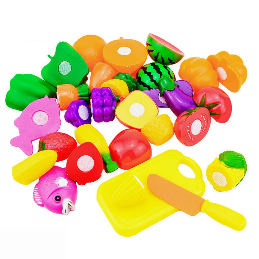 16 шт. DIY ролевые игры детские кухонные пластиковые игрушки для приготовления пищи набор для приготовления пищи резки фруктов детские развивающие игрушки для детей девочек - Цвет: B