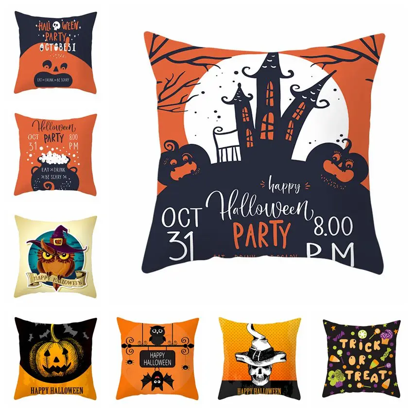 

Halloween Pumpkin Printed Cushion Cover Nightmare Before Christmas Decor Throw Pillows Car Sofa Home Decorative Pillow Case