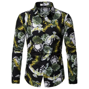 

Men Blouse Spring And Summer Men's Casual Pattern Long Sleeve Shirts