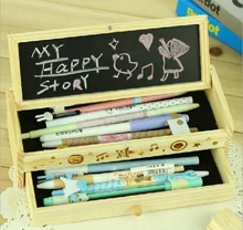 Free shipping wooden Pencil case toys Educational pen boxes Kids wooden DIY multi function chalkboard one
