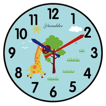 

New Arrival No Frame MDF Wall Clock Animal Giraf Cartoon Design Fashion Wood Decorative DIY 28cm Children Room Wall clock