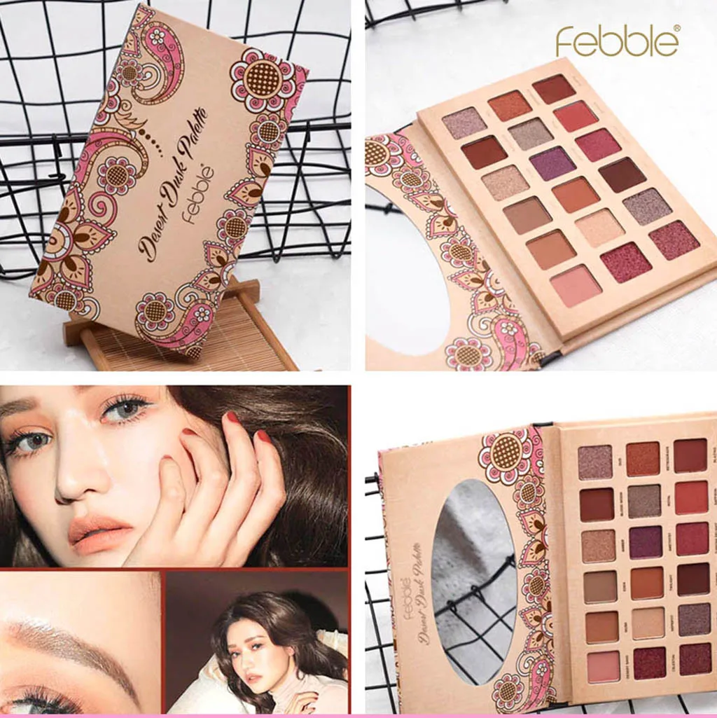 

new FEBBLE 18 color eyeshadow palette professional long lasting Ultra soft shimmer matte eyeshadow makeup paleta de sombra