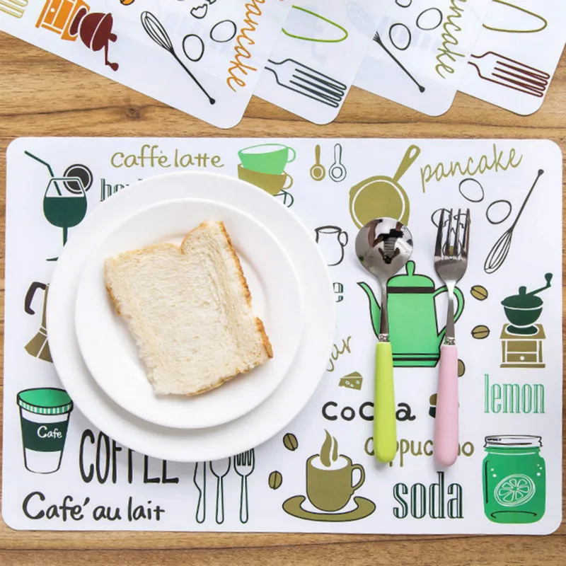 

40*28cm Kitchen Tool Printed Dining Table Mat PP Plastic Heat-insulated Tableware Pad Non-Slip Placemat Waterproof Mat Bowl Pads