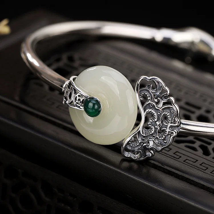 Женский браслет, браслет с натуральным белым jade Jasper, ювелирное изделие из драгоценных камней, 925 пробы, серебряный браслет, ручная работа, ювелирные изделия