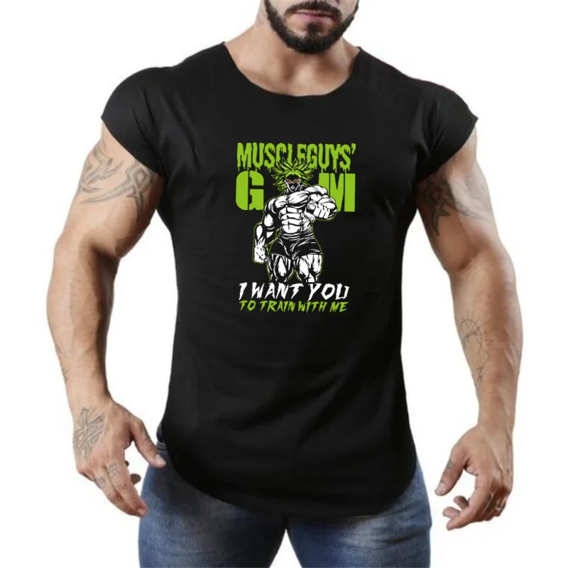 

2018 New Brand Clothing Dragon Ball Gyms Tight tops Mens Fitness shirt Homme Gyms Tank top Men Fitness Summer vest