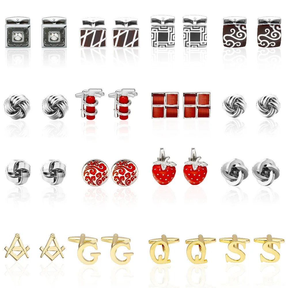 

Memolissa Boutique Men's Jewelry Square / Knot / Round / Letter / Strawberry Design Multicolor Men's Shirt Cufflinks Abotoadura
