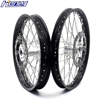 

21/19 MX Spoked Motorbike Wheels Rims Set for KAWASAKI KX125 2006-2007 KX250 2006-2007 with Silver Discs