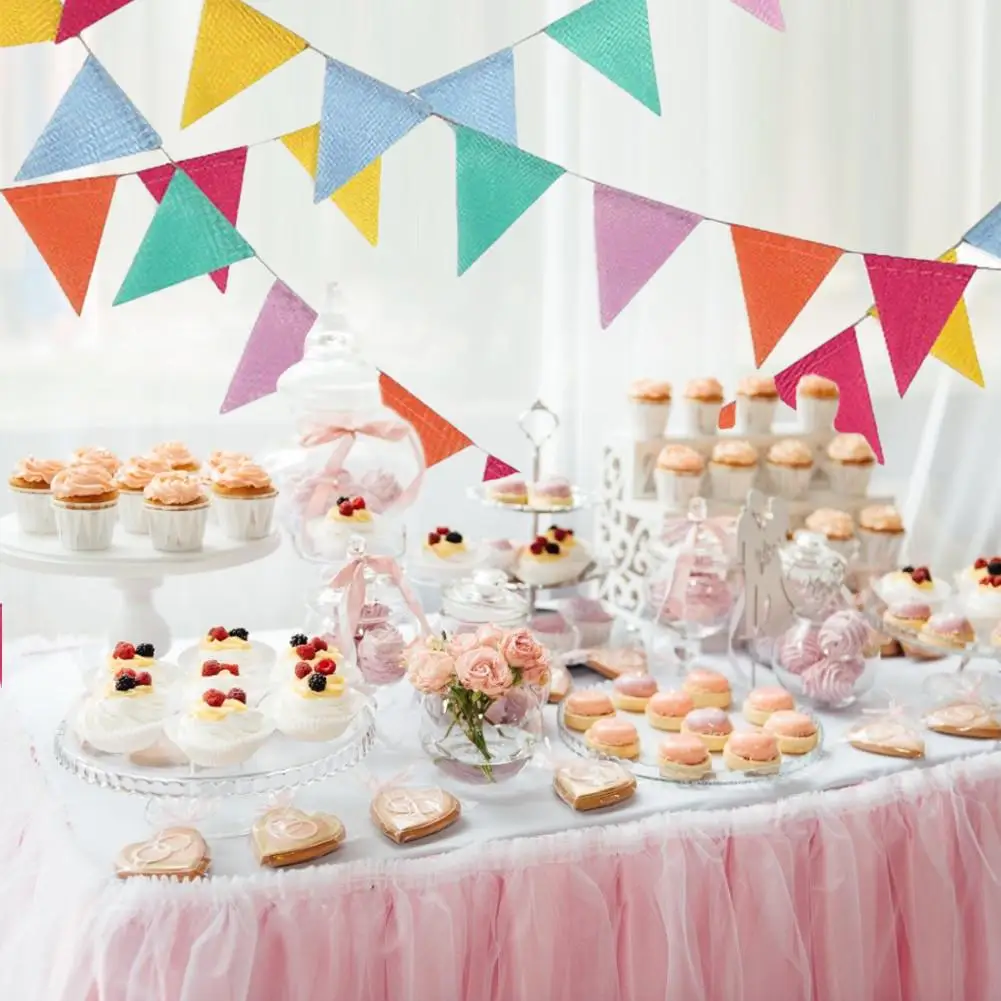 Bunting Banner 6-color Imitation Linen Pennant Flags Party European Wedding Decoration | Дом и сад