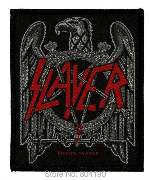 

Slayer Black Eagle Heavy Metal Music Band Woven Iron On Patch Tshirt TRANSFER MOTIF APPLIQUE Rock Punk Badge Hats