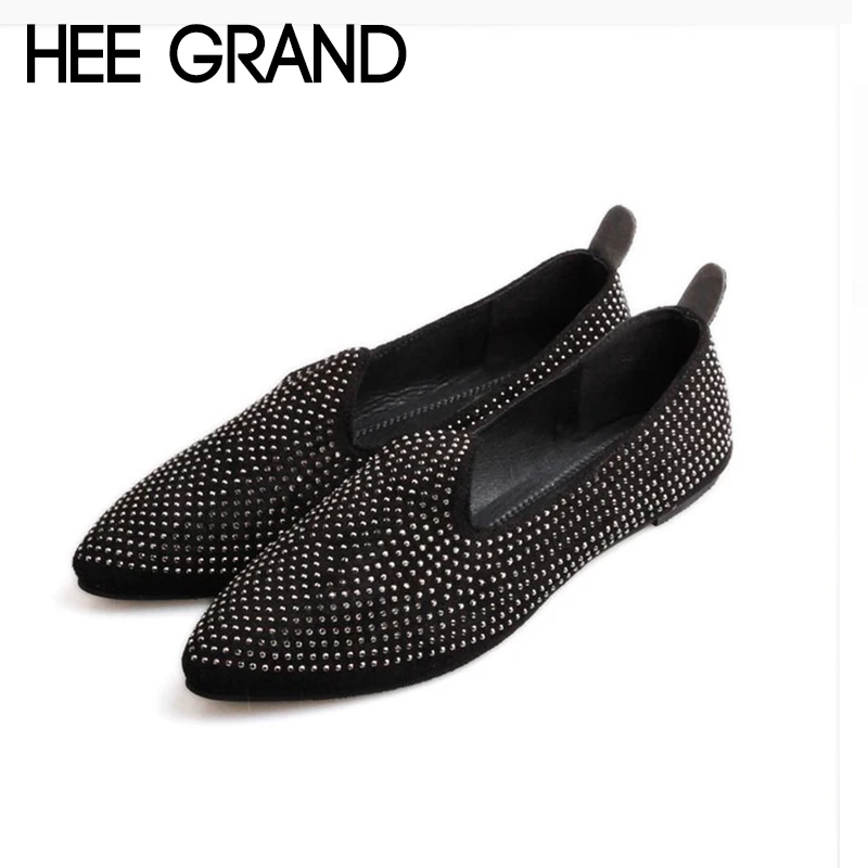 

HEE GRAND 2018 New Arrive Rhinestone Decoration Women Spring Flats Women Causal Fashion Slip-op Shoes XWD6542