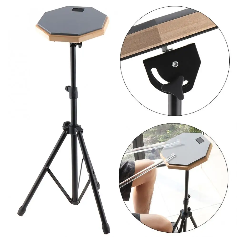 Borracha de Madeira Opcionais para Instrumentos de Percussão Pad com Suporte e vara 8 Polegada Tambor Mudo Iniciante Formação Prática Drum Peças