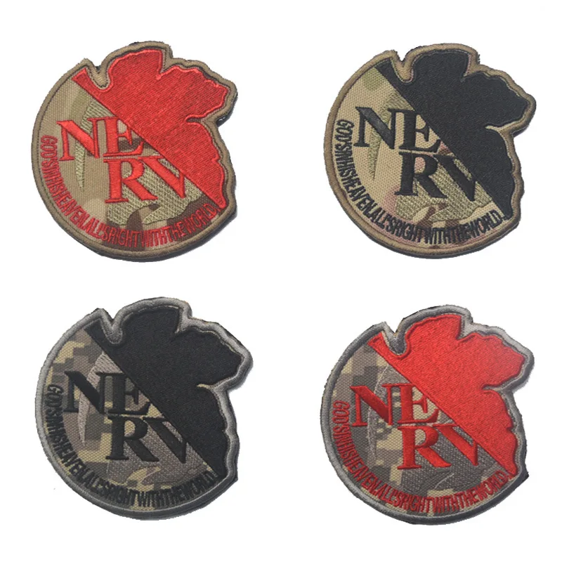 

Custom Evangelion Neon Genesis NERV Logo patches Embroidered badge moral swat hook &loop patch tactical for cap jacket