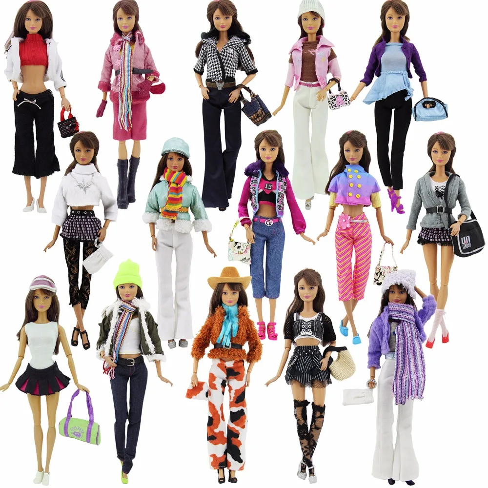 

Randomly Pick 3 Sets Dolls Outfit Mix Style Trousers Casual Suits Dress Skirt Handbag Clothes For Barbie Doll Accessories Gifts