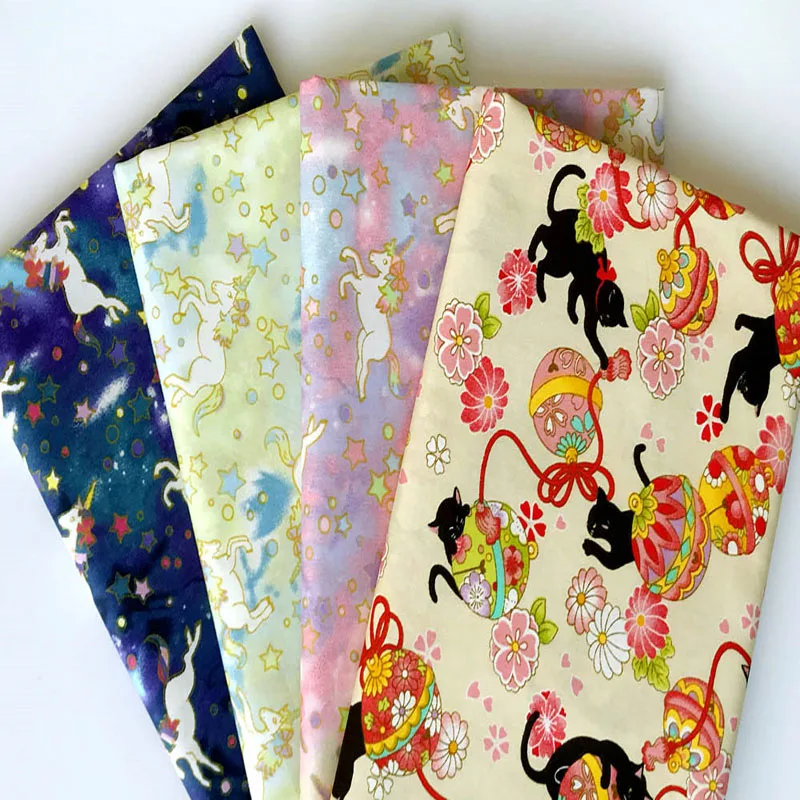 

Pretty Cartoon Space Unicorn & Lucky Black Cat Printed Cotton Fabric For Clothing Dress Bedding Quilting Home Decor