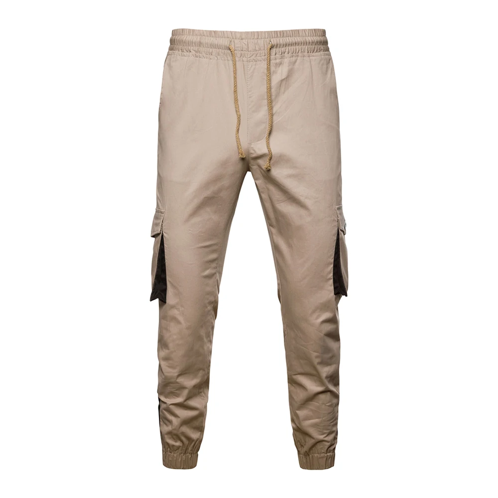 

Fashion Men Casual Pants Solid Color Drawstring Sports Pants Casual Cargo Pants Men Trousers Men Mid Waist Sweatpants Streetwear