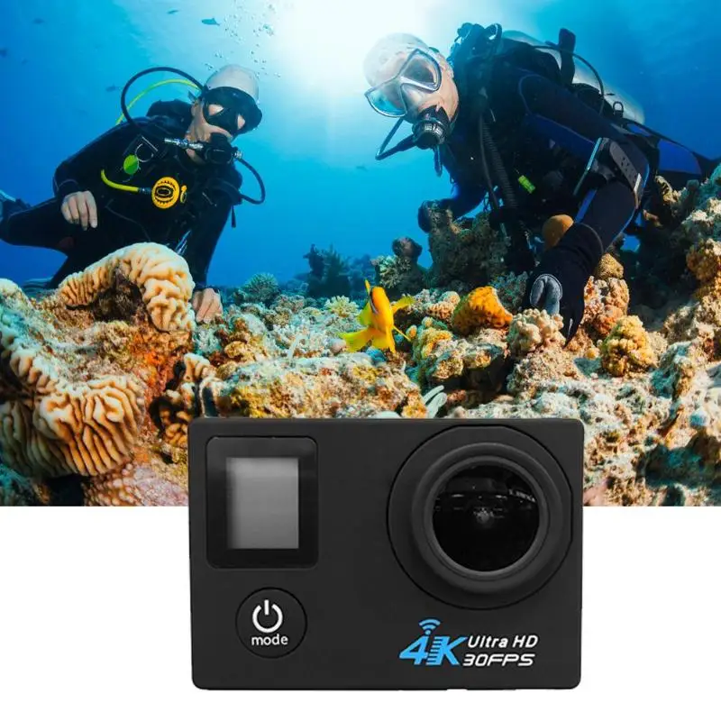 Спортивная Экшн-камера Alloyseed 4K Ultra HD 30fps 1080p с дистанционным управлением Wi-Fi 40m Водонепроницаемая камера 2,0 LCD с двойным экраном мини Спортивная камера