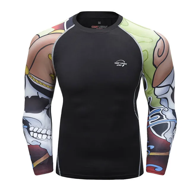 Мужская футболка для фитнеса, ММА, для бега, Рашгард, Мужская футболка с длинным рукавом, для бодибилдинга, Мужская сжатая 3D футболка, Топ - Цвет: 13