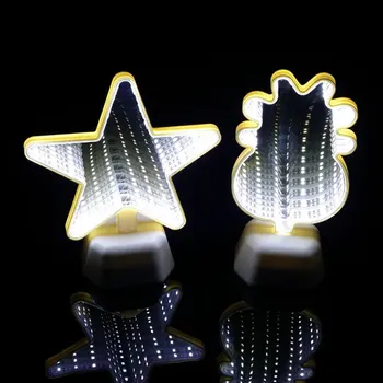 

LED Tunnel Night Light 3D Mirror Lamp Christmas LED Decor Home Desktop Decoration Tree Star Love Heart Bedside Kid Girl Gift