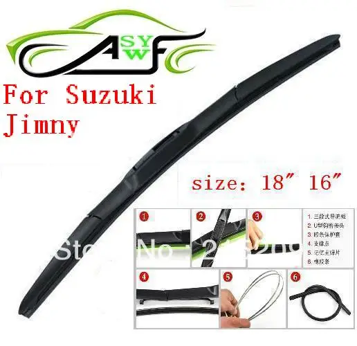 

Free shipping car wiper blade for Suzuki Jimny size 18" and 16" Soft Rubber WindShield Wiper Blade 2pcs/PAIR deflector window