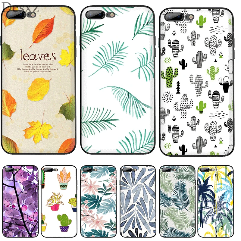 TPU чехол для телефона конфетного цвета художественный лист Iphone 5 5S SE 6 6s 7 8 Plus X XR XS Max