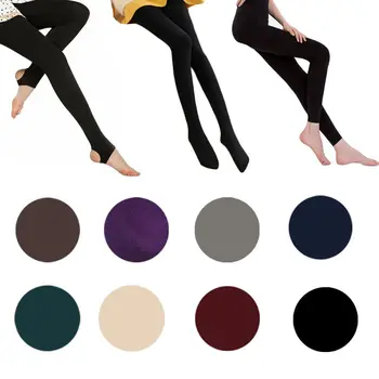 

Womens High Waist Stretchy Thicken Velvet Tights Warm Solid Color Skinny Footless/Footed Thermal Ankle Slim Full Lengt