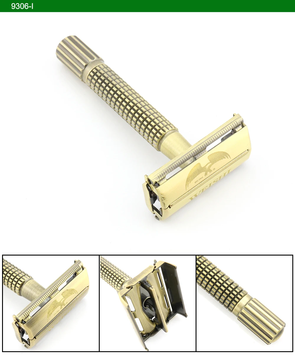 Borboleta de Metal Fosco de Alta Cor de Bronze Safety Razor Double Edge Navalha Weishi Prateado 9306 f 9306 c 9306 i Arma Preto Qualidade Novo 24 High Quality butterfly safety razor