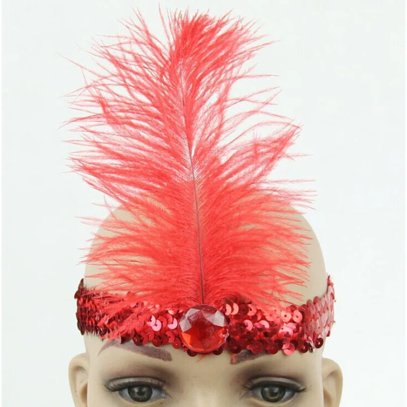 Аксессуары для волос красочные в бусинах и пайетках ободок для волос женские праздничные вечерние костюмы головной убор Женская повязка на голову с перьями - Цвет: As Picture Shows