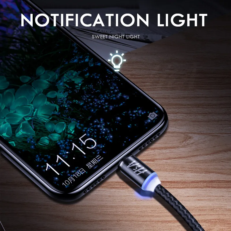 H y un cargador magnético Cable USB A Micro USB para el Xiaomi Huawei Android Teléfono Móvil de carga rápida imán Microusb Cable de datos de alambre