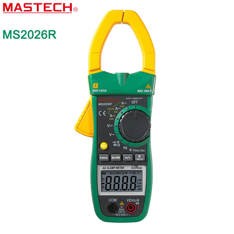 

MASTECH MS2026R Auto&Manual Range 6000 Counts Digital Clamp Multimeter AC/DC Tester True RMS temperature measurement ADP, Diode