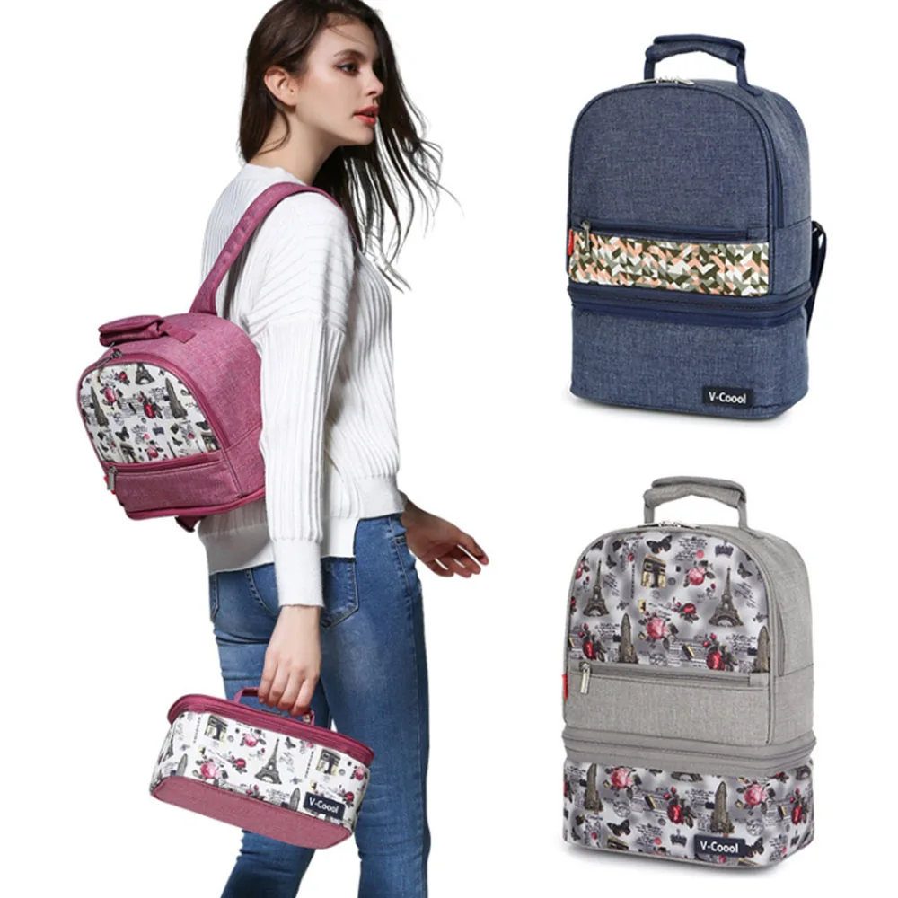 

2 Bags Join with Zipper Detachable Backpack Diaper Bag Large Capacity Removable Insulated Cooler Kids Bottle Cloth Travel Holder