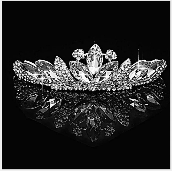 Korean Tiara Crown romantic crystal ribbon diamond wedding accessories