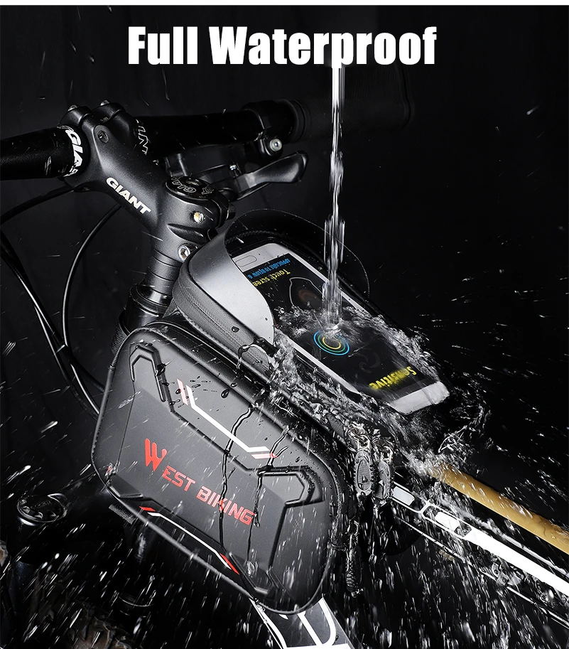 Perfect WEST BIKING Waterproof Bicycle Bag MTB Mountain Road Bike Frame Bag Touch Screen Phone Case Storage Basket Cycling Accessories 18